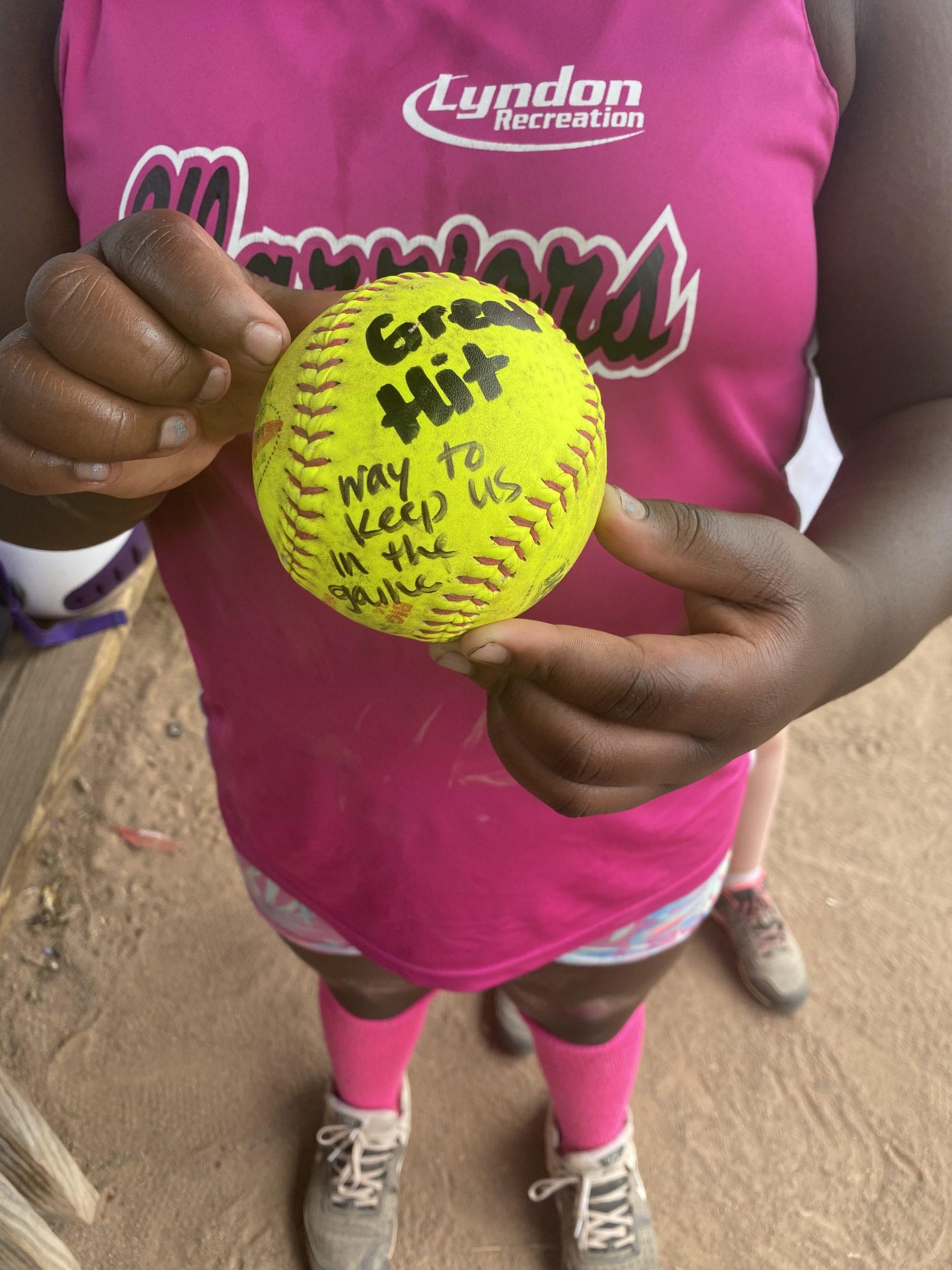 Colby’s game ball (Devon’s daughter)